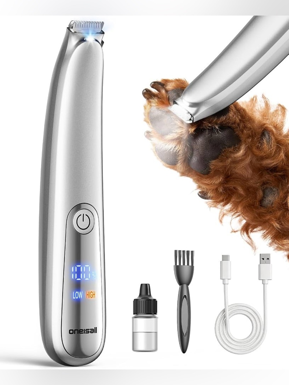 oneisall Dog Paw Trimmer with LED Light & Skin-Friendly Curved Blade
Low Noise P